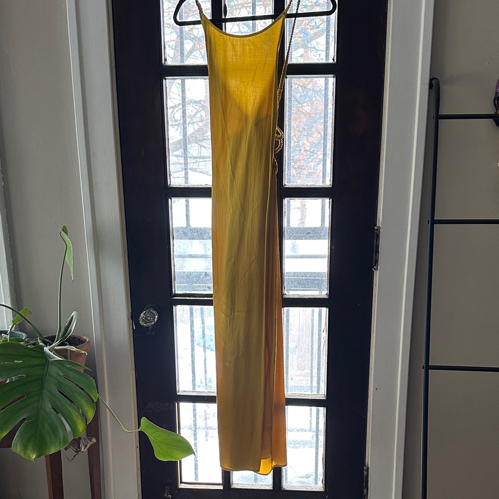 NWT Topshop Vibrant Yellow open back Maxi Dress